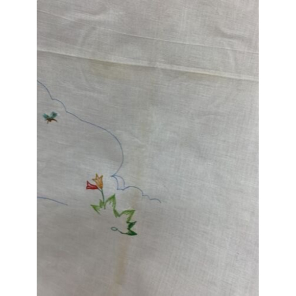 Vintage Decorative Crib Baby Child Top Sheet Hand Embroidered Kitschy 35x54 NEW‎ - Picture 5 of 7